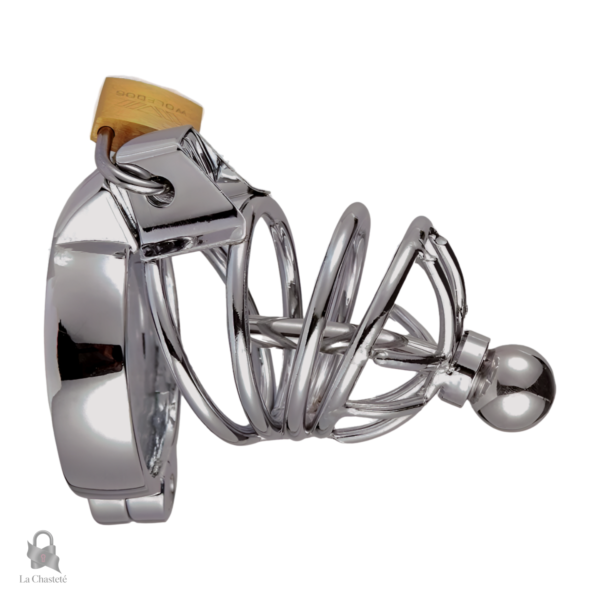 Cage de chasteté métallique avec plug urètre