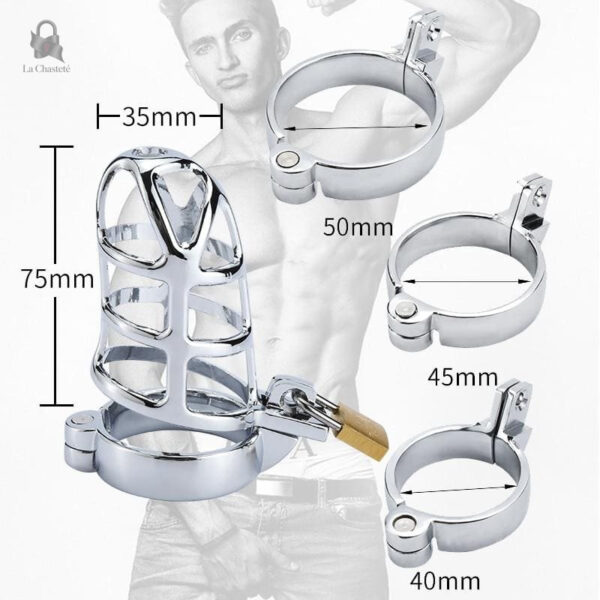 Cage de chasteté métallique masculine, design ergonomique