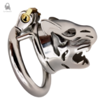 Cage de chasteté métal tête de tigre - Krysal