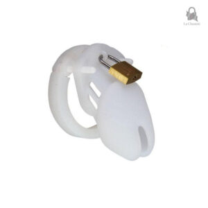 Cage de chasteté en silicone, modèle blanc, design élégant