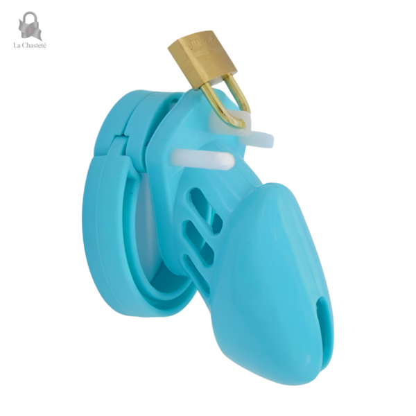 Cage de chasteté silicone bleue pour un contrôle durable
