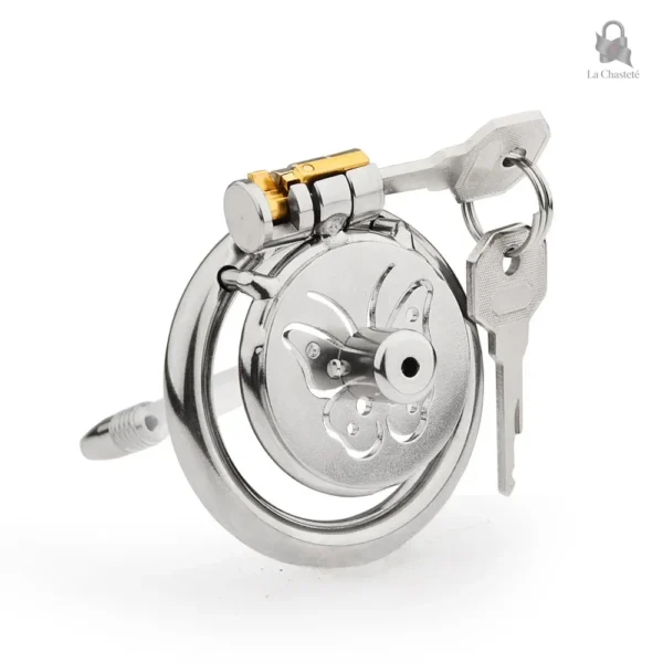 Cage de chasteté métal, design compact et discret