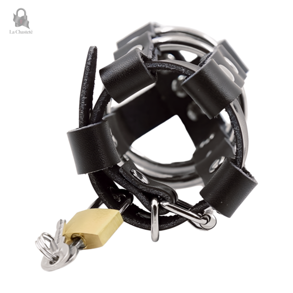 Cage de chasteté en cuir, idéal pour les jeux de soumission