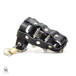 Cage de chasteté en cuir noir - Valenor