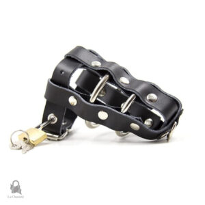 Cage de chasteté en cuir noir - Valenor