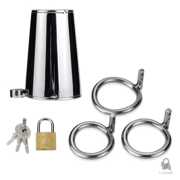Cage de chasteté en métal, design ouvert pour confort et contrôle
