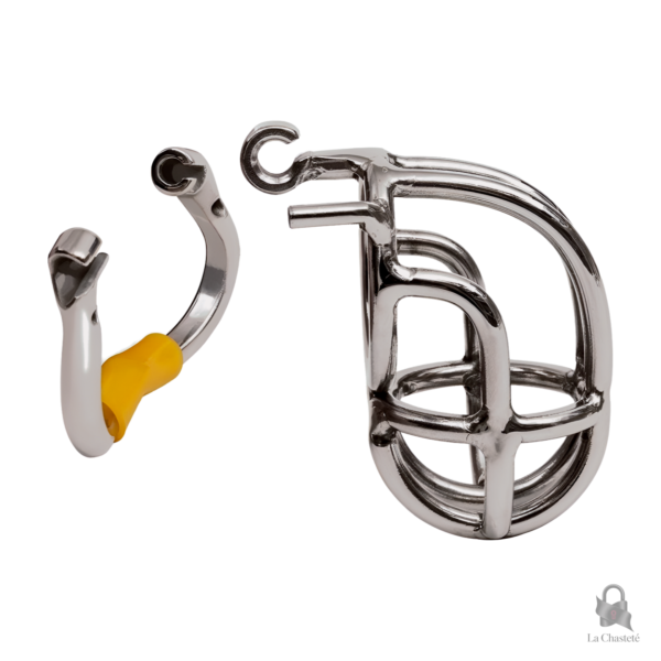 Cage de chasteté en métal, design compact et discret