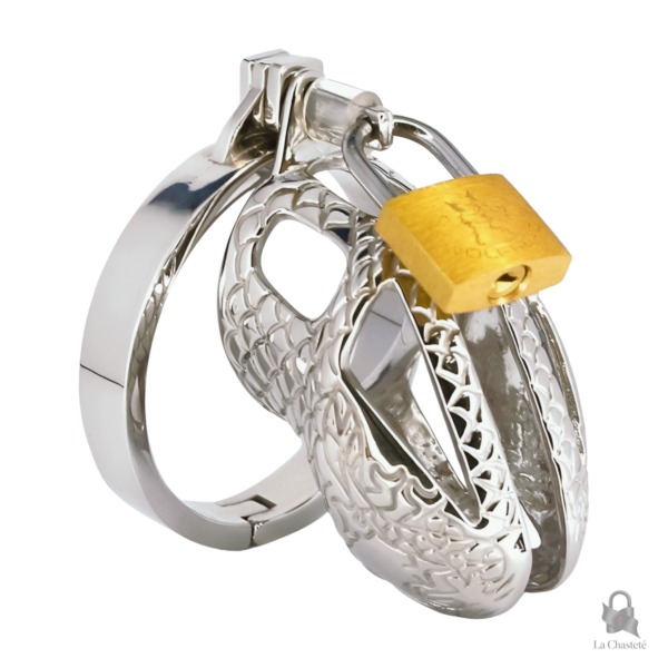 Cage de chasteté Feronix en métal peau de serpent