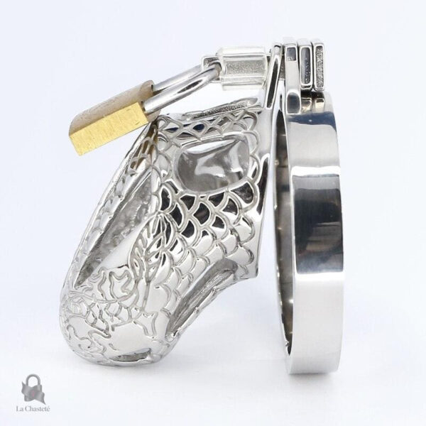 Cage de chasteté métal design peau de serpent