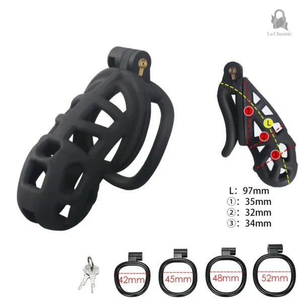 Cage de chasteté en silicone, sécurité et confort réunis